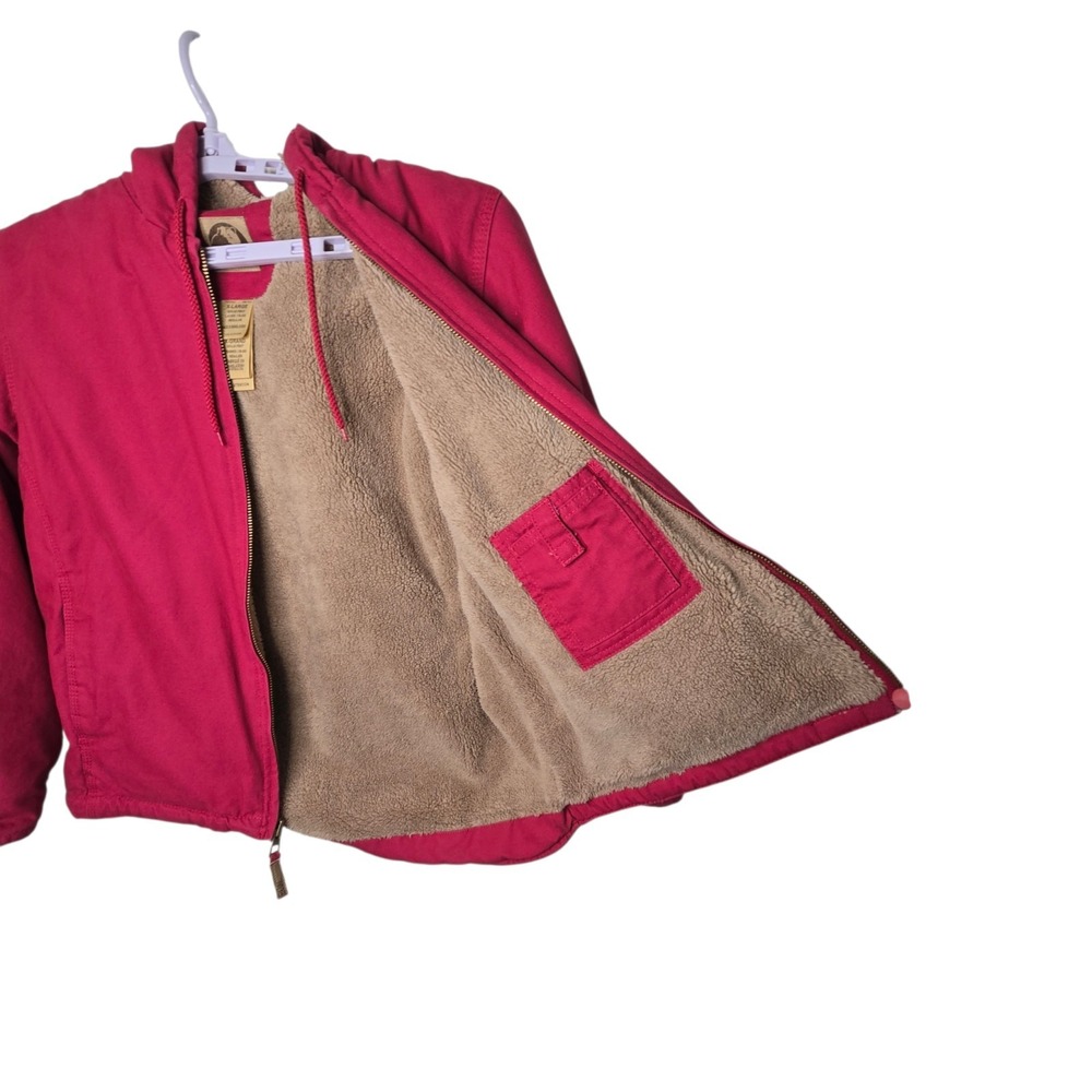 Berne Jacket Womens XL Pink Canvas Duck Work Workwear Sherpa Lined Hooded - Picture 5 of 14